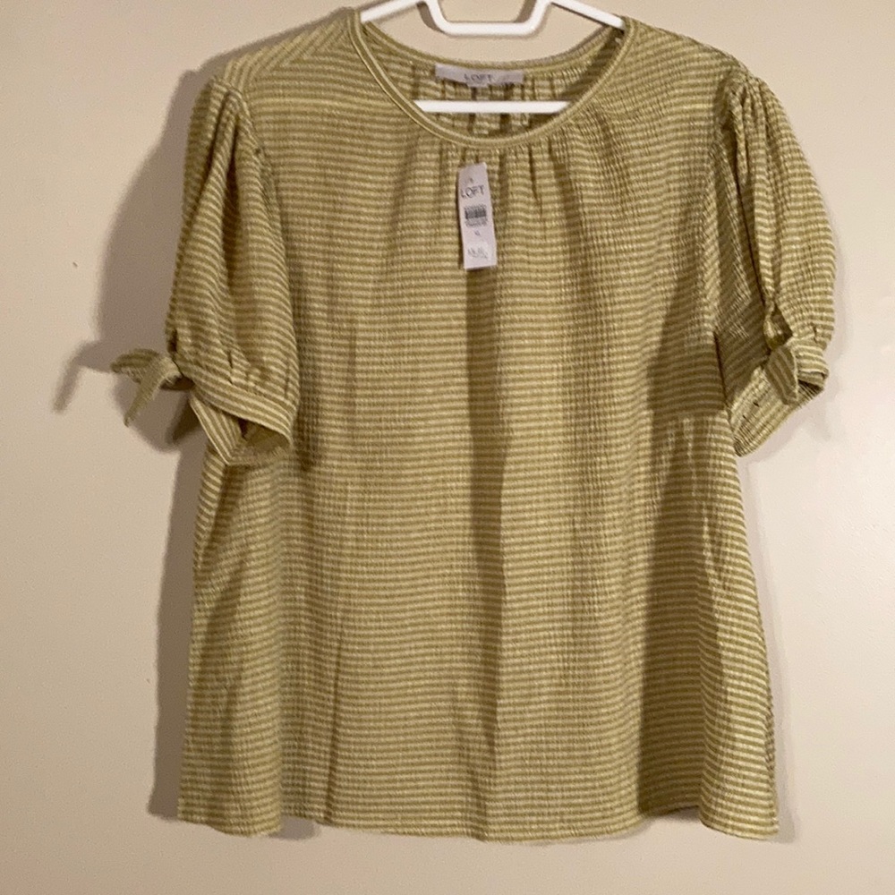 NWT Lime Green Striped Top.. Loft Ann Taylor